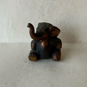 Vintage Small Bronze Colored Ceramic (not metal) Elephant Figurine.